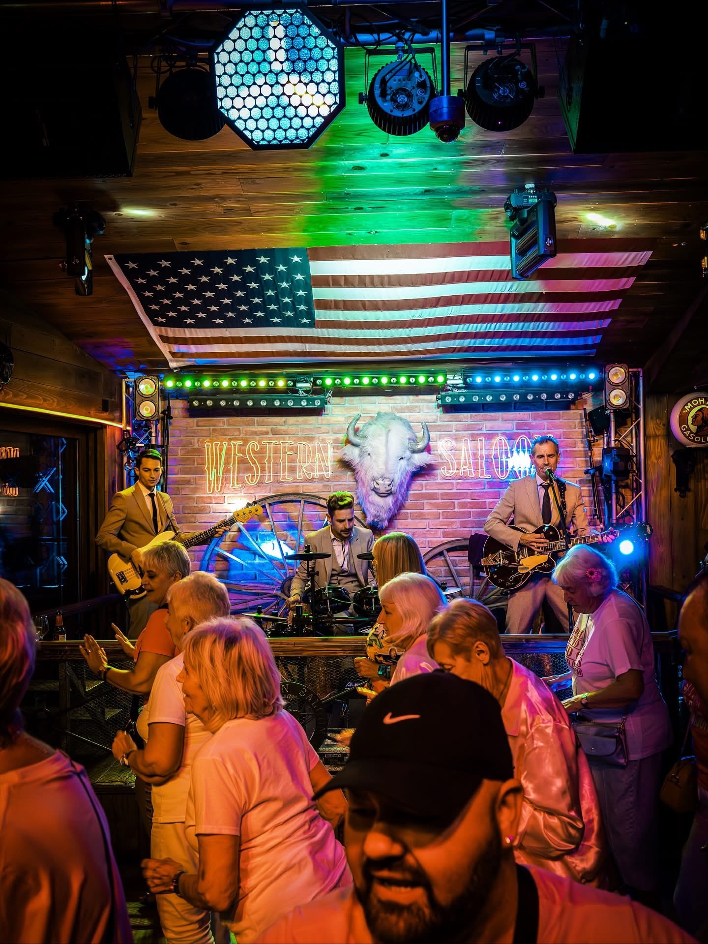Full band shot at the Western Saloon with the crowd